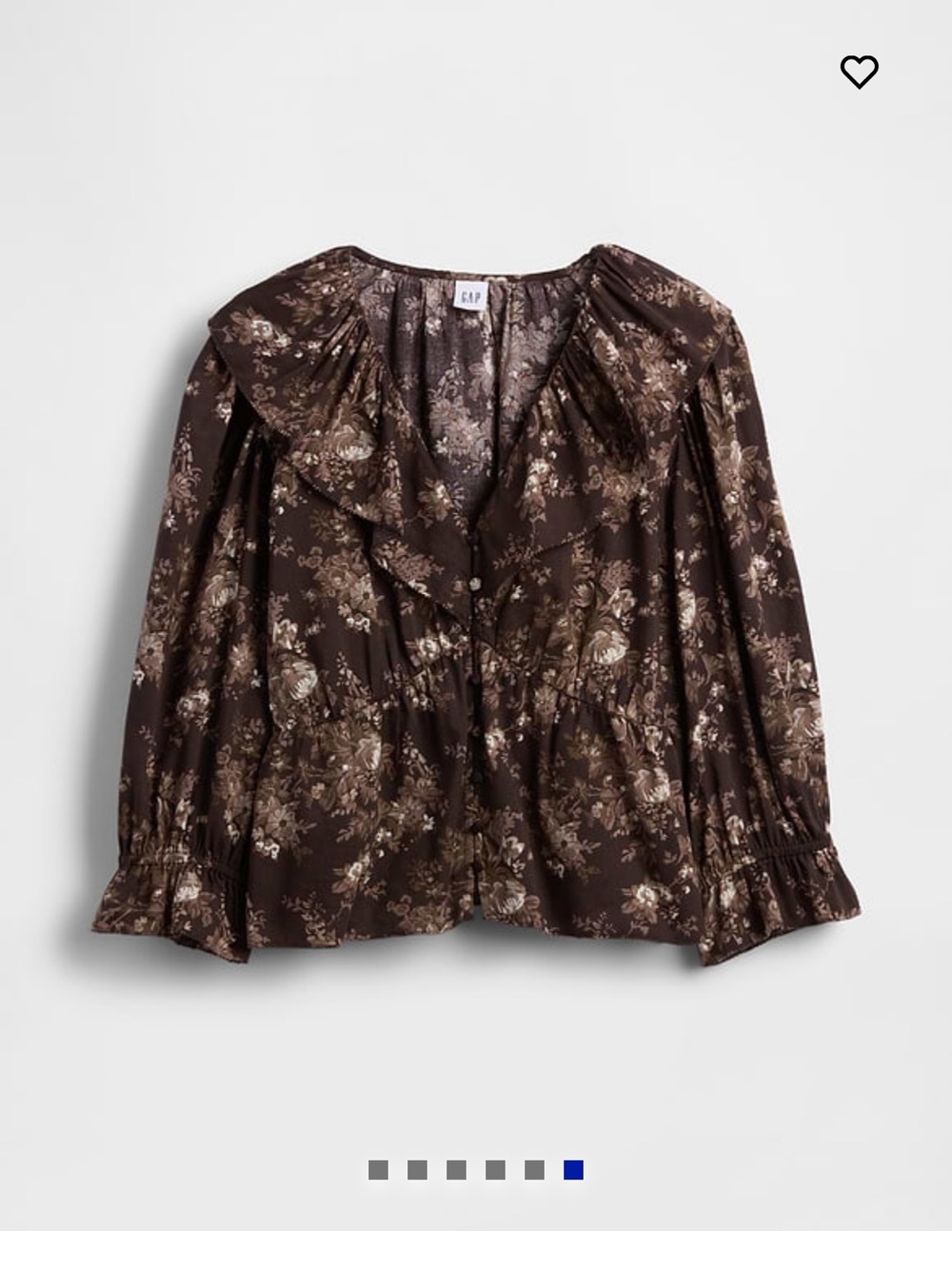NWT GAP Brown Floral Ruffle-Trim Blouse